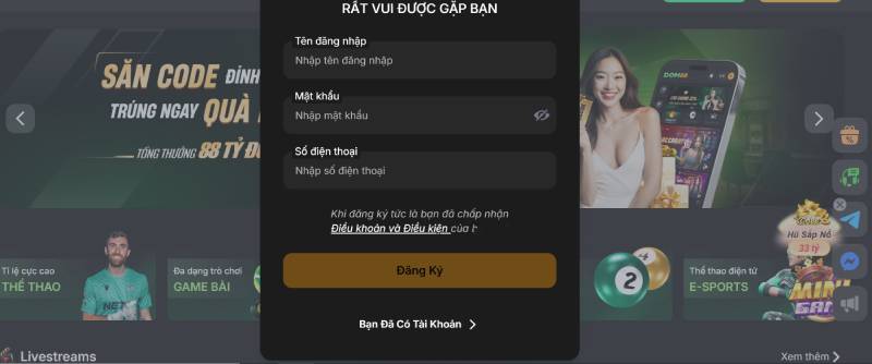 Đăng ký 8Day: Điều kiện, thủ tục và những lưu ý quan trọng 2 Thông tin mở tài khoản cược